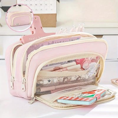 Potloodetui Grote capaciteit Potloodetui Handheld Pen Tas Cosmetisch Draagbaar Cadeau voor Kantoor School Tienermeisje Jongen Mannen Vrouwen Volwassenen