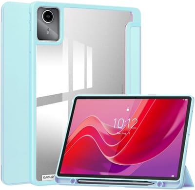 Lunso Geschikt voor Lenovo Tab M11 - Luxe Acrylic Tri-Fold Bookcase hoes - Babyblauw