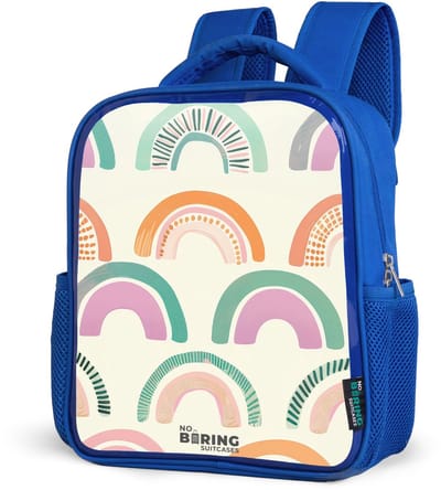 NoBoringSuitcases.com® - Rugzak blauw - Schooltas jongens - Regenbogen - Kinder rugtas jongen - Boekentas kind - Kinderrugzak voor school - Schoolrugzak