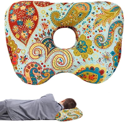 Piercing Kussen - 41*27*9cm - Oorkussen - Traagschuim - Donut Kussen Met Gat Voor Oor - Hoofdkussen Zijslaper - Ringkussen - Piercingkussen - Ringkussen voor Oorpijn - Hoofd Kussen - Zijslaper Kussen - Blauw