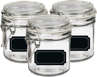 Weckpot/inmaakpot - 4x - 250 ml - glas - met beugelsluiting - incl. etiketten