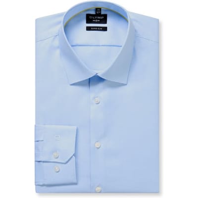 OLYMP No. Six super slim fit overhemd - lichtblauw twill - Strijkvriendelijk - Boordmaat: 36