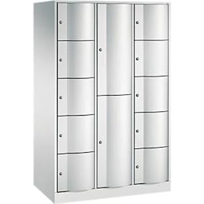 C+P Resisto combikast, 3 vakken, 12 vakken, B 1148 x D 640 x H 1950 mm, lichtgrijs
