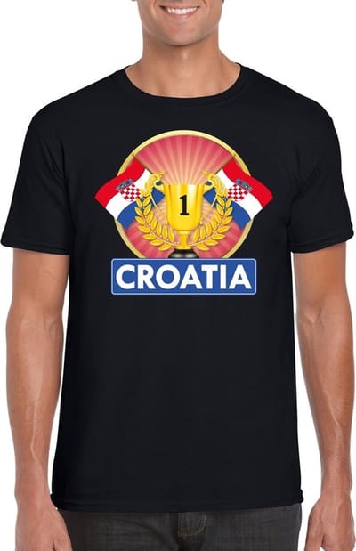 Zwart Kroatisch kampioen t-shirt heren - Kroatie supporter shirt S
