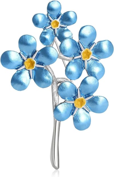 Bloemen Broches - Planten Pins - Feestelijke Decoratie - Realistisch Ontwerp - 6.3cm x 4.3cm - Blauw