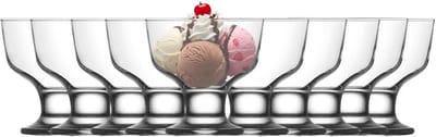 LAV IJcoupes/ijs/dessert serveer schaaltjes - op voet - set 10x stuks - glas - 285 ml - 10 x 10 cm