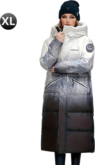 Bovista Winterjas - Dames - Parka Heren Winterjas - Winter - Volwassen - Lange Jas Dames - Zwart - Wit - Maat XL