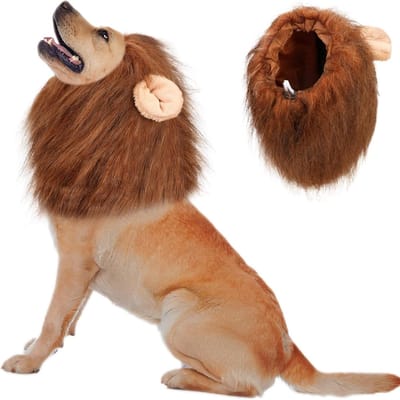 Aangepast: Aanpasbaar Halloween Kostuum voor Honden in Leeuwenthema - Maat M, Koffiekleur, Perfect voor Feestdagen