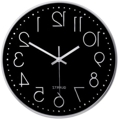 Moderne Wandklok 30 cm - Stille Quartz Klok voor Keuken, Kantoor en Woonkamer - Batterij Aangedreven Decoratie in Zwart en Zilver