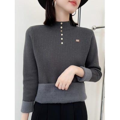 Fluwelen Trui voor Dames in Herfst en Winter Huidvriendelijk en Warm Basis T-shirt Modieuze en Veelzijdige Pullover Trui XL black