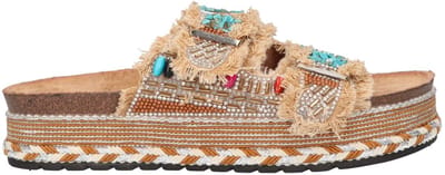 La Strada Platform Slipper Camel Textiel - Damesschoenen - Maat - 38