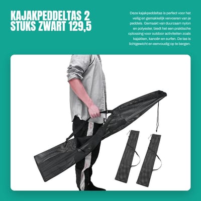 Dailygoods- Kajakpeddeltas 2 stuks - Nylon/Polyester - Verstelbare Riem - Trekkoord - Zachte Sportuitrustingstas - Compact en Lichtgewicht - Peddeltas