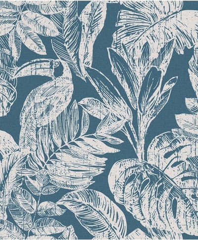 DUTCH WALLCOVERINGS Behang Rebecca petrolblauw en beige