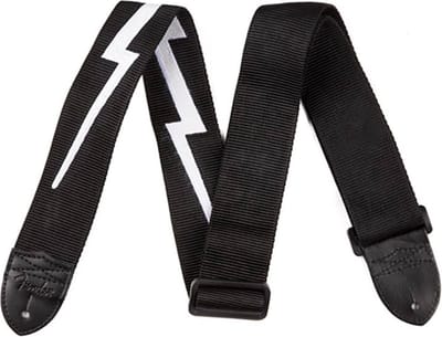 Fender 990613106 gitaarriem, 5cm. breed, nylon lightning bolt, zwart