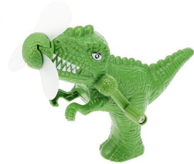Mini ventilator/handventilator Dino - met draaimechaniek - Groen - Verkoeling voor kinderen in zomer