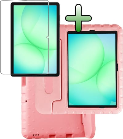 Hoesje Geschikt voor Samsung Galaxy Tab A11 Plus / A9 Plus - Met Screenprotector - Kinderhoes Shockproof Bumper - Kidsproof Case - Tablet Hoes - Kinder Hoes Cover - Zalm