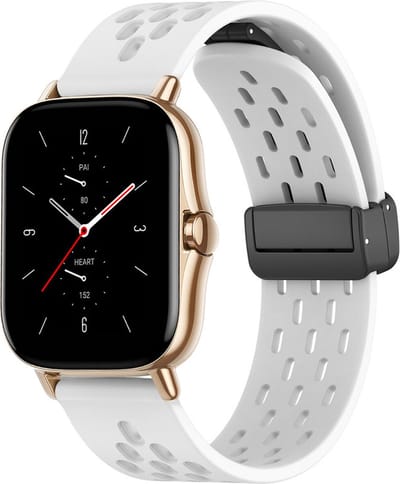 Siliconen bandje - geschikt voor Amazfit GTS / GTS 2(E) / GTS 2 Mini / GTS 3 / 4 (Mini) / Bip (S) / Bip U (Pro) / Bip Lite / Bip 3 (Pro) / GTR 42 mm / Pop (Pro) / Active (2) - wit