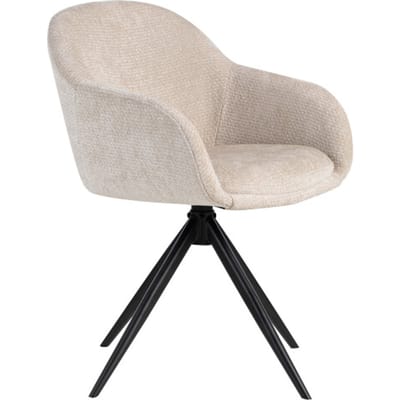 LABEL51 Fiby Eetkamerstoel - Naturel - Chenille - Zwart Metalen Frame - Stoel - Normale eetkamerstoel