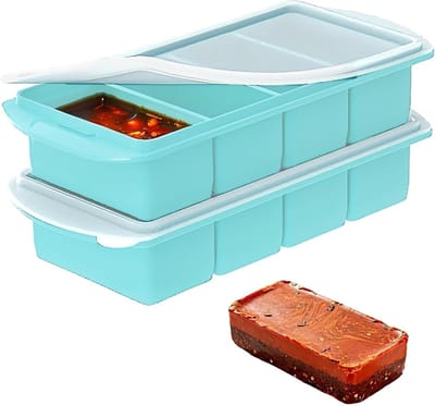 VHV - Diepvriesvorm - siliconen vierkante vorm 2 stuks - met deksel, makkelijk lossen - voor meal prep, soep, saus en vriezer
