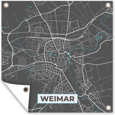 Tuin poster Blauw – Duitsland – Plattegrond – Stadskaart – Kaart – Weimar - 200x200 cm - Tuindoek