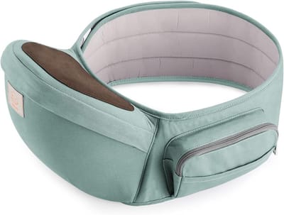 Baby heupzitje - Draagzak Babydrager - Baby comfortabel dragen - 4 Draagposities - 0-36 maanden - Lichtblauw