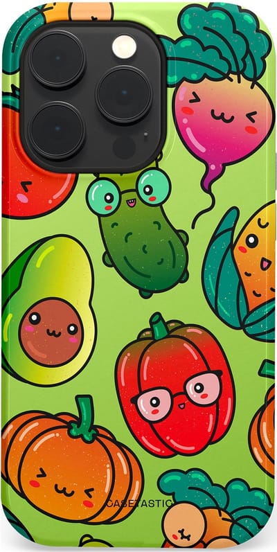 Casetastic Hoesje Geschikt voor Apple iPhone 14 Pro Magsafe - Stijlvolle Beschermende Duo-layer Case - Cartoon Groente Mix