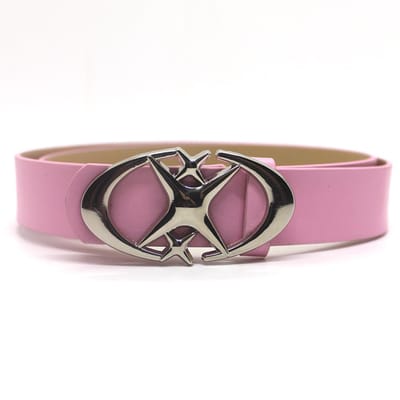 Vintage Mannen Vrouwen Punk Kruis Ster Gesp Riem Ontwerp Metalen Gotische Y2k Riem Pu Leren Tailleband Jeans Broek Decoratieve Riem roze