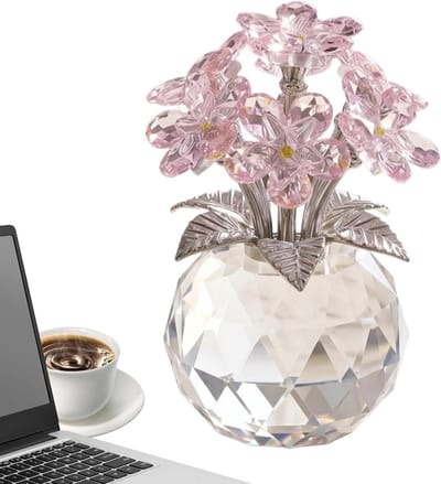 Vergeet me niet bloemboeket standbeeld ornament 11x7 cm 328 G kristalwit handgemaakt bureau tafel middelpunt huisdecoratie cadeau voor vrouwen jubileum housewarming slaapkamer woonkamer