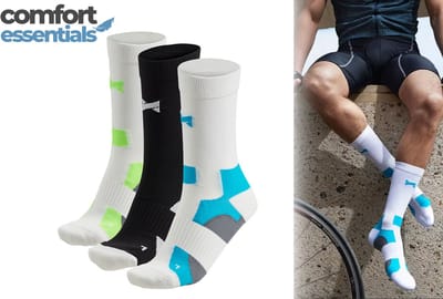 Comfort Essentials Fietssokken Hoog 3-Pack – Fietssokken Heren – Fietssokken Dames – Wielrensokken – Fiets Sokken - Multi Wit - Maat 35/38