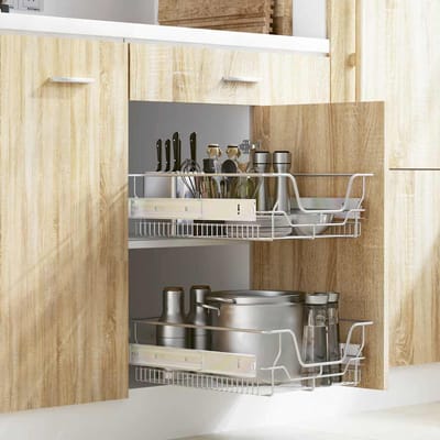 Paniers en fil métallique de cuisine 2 pièces Extensibles Argenté 45 cm