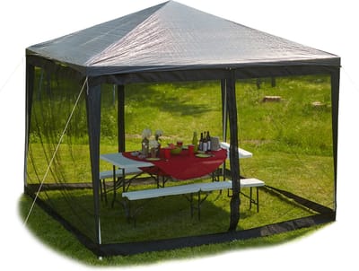 muskietennet voor 3 x 3 m partytent - 2 zijkanten - met ritssluiting - klittenband - 12 m XL