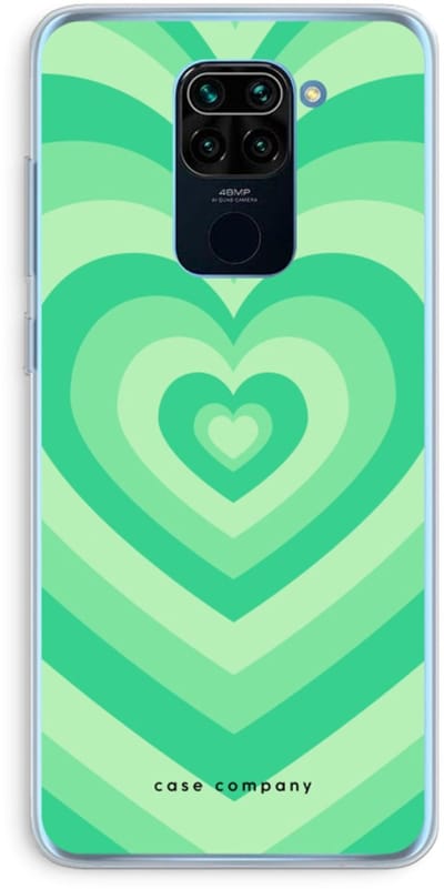 Case Company® - Hoesje geschikt voor Xiaomi Redmi Note 9 hoesje - Hart Groen - Soft Cover Telefoonhoesje - Bescherming aan alle Kanten en Schermrand