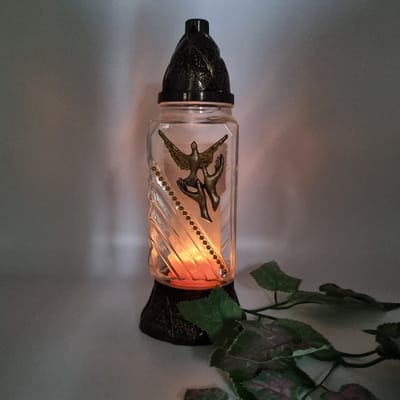 Herdenkingslicht - R-518g - Vogel uit handen - Goud - Grafkaars - Graflicht - Graflantaarn - Windlicht