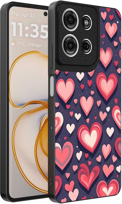 Geschikt voor Motorola Edge 50 Telefoonhoesje met Hartjes Opdruk - TPU Backcover Case With Heart Design - Smartphonica geschikt voor Motorola Edge 50