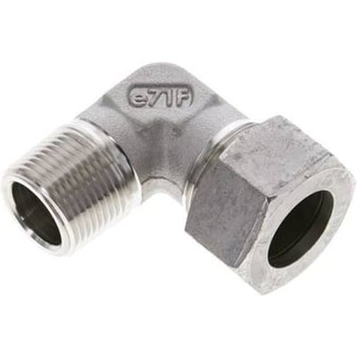 3/4'' NPT Buitendraad x 22L RVS Elbow 90deg Snijring 160 Bar DIN 2353 - FL2E-MC-ST-034N-22-L