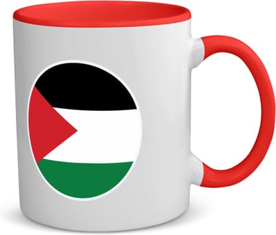 Akyol - palestina vlag koffiemok - theemok - rood - Palestina - mensen die liefde willen geven aan palestina - degene die van palestina houden - supporten - oorlog - verjaardagscadeautje - gift - geschenk - kado - 350 ML inhoud