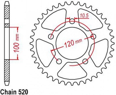 Couronne de transmission Esjot pour moto Aprilia 125 RS Pista 2006 à 2014 40 dts P520