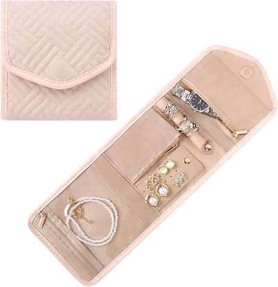 Opvouwbare Sieraden Organizer - Draagbare Reistas voor Oorbellen, Ringen en Armbanden - Klein Roze