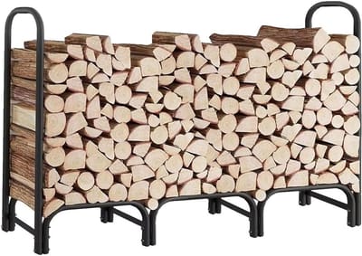 Brandhoutrek - Houtopslag Binnen - Haardhout Opslaan - Robuust Metalen Frame - 244 x 122 x 310 cm - Zwart