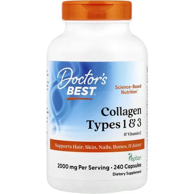 Doctor's Best, Collageen Type 1 en 3, Peptanen en Vitamine C, 240 Capsules