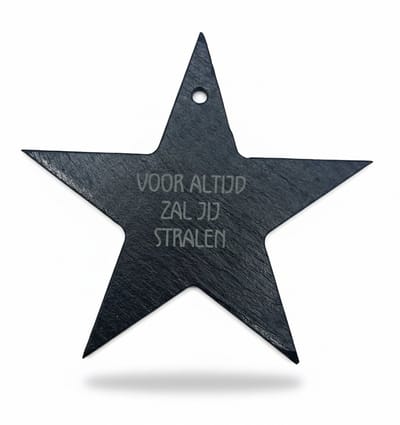 Ster Ornament van Leisteen – Gepersonaliseerd Cadeau met Tekst – Uniek Geschenk - Troostitem