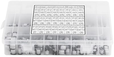 Assortiment van Miniatuur Elektrolytische Condensatoren 400 stuks 1uF-1000uF SMD Aluminium Capacitors met 24 Waarden voor Elektronica Projecten