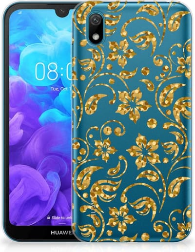 Huawei Y5 (2019) TPU Case Gouden Bloemen