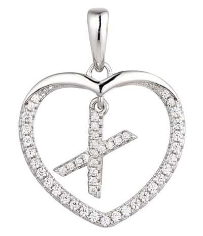 N3 Collecties 925 Hartje zilver Ketting met Hanger -Letter X