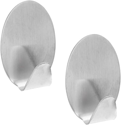 Excellent houseware Zelfklevende rvs haakjes - ovaal - 8x stuks - 5 x 5,5 cm - handdoekhaakjes