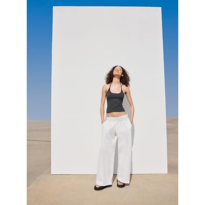 Stradivarius Rechte joggingbroek met verwassen look  Ecru XL