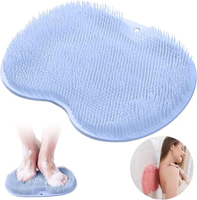 Massagepad met Antislip Silicium, Rugschrobber en Peeling Massager met Zuignappen voor een Verkwikkende Rugmassage en Reiniging (Blauw)