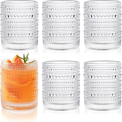 MTTProducts - Glazen set - Whiskyglazen - Uniek design - Stippen - Cocktailglazen - Drinkglazen - Geschikt voor ijskoffie - Set van 6