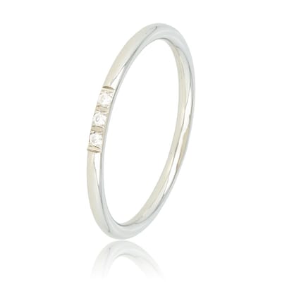 My Bendel - Minimalistische Zilverkleurige Ring met Drie Fijne Kristallen - Minimalistische Zilverkleurige Ring - Drie Fijne Kristallen - met Luxe Cadeauverpakking | Sieraden Voor Dames | Maat 16.00 Mm / Maat 50