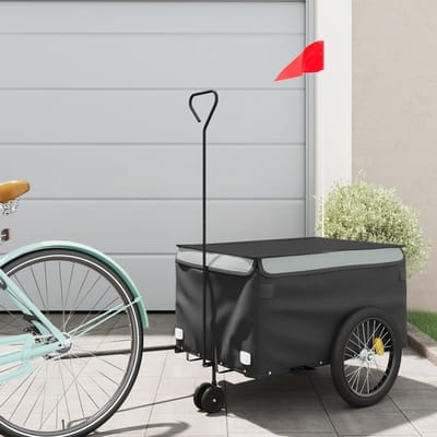 Fietsaanhanger - Transportkar - Boodschappen Vervoeren - Robuuste Stalen Constructie - 30 kg Draagvermogen - Zwart Grijs